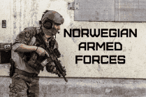A soldier from the Norwegian Armed Forces in tactical gear, holding a rifle, emphasizing military readiness and national defense.